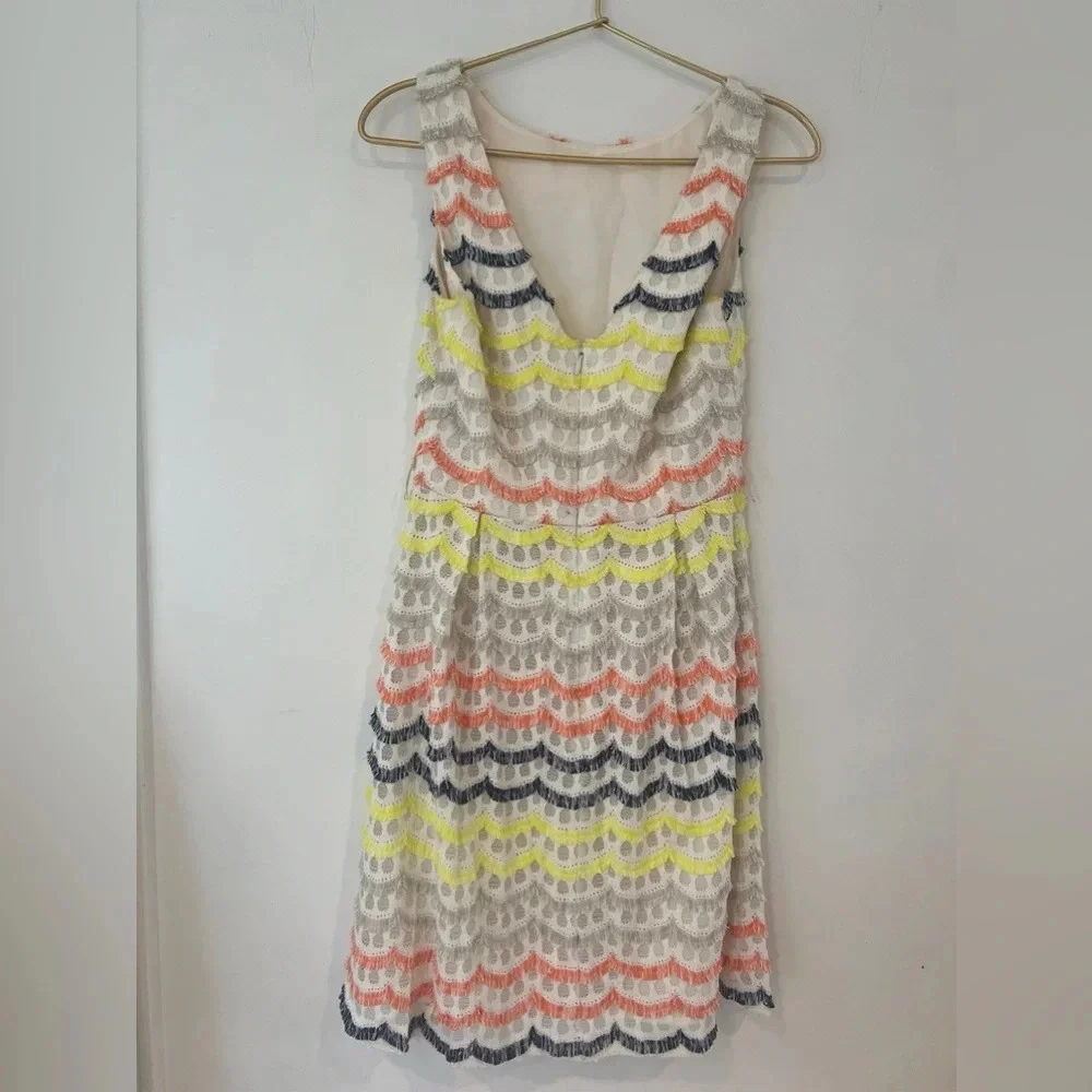 Trina Turk eyelash fringe multicolor dress fit and flare a line